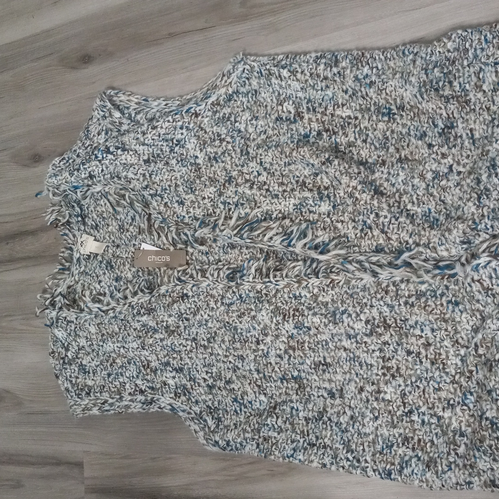 Chicos marled multi vest sweater sleeves size 3